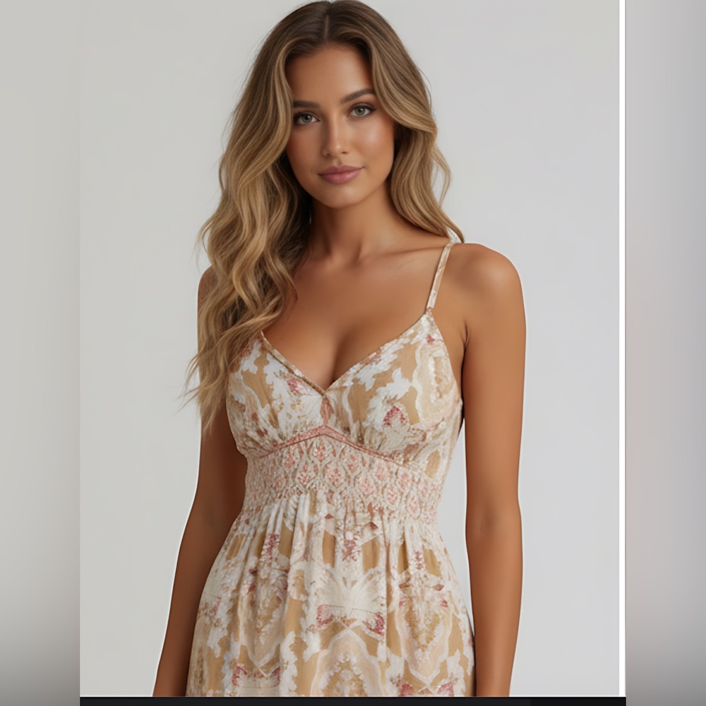 Boho Floral Print Backless Spaghetti Strap Dress - Picture 2 of 9
